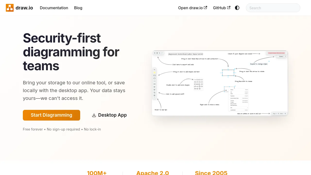 Screenshot of draw.io website