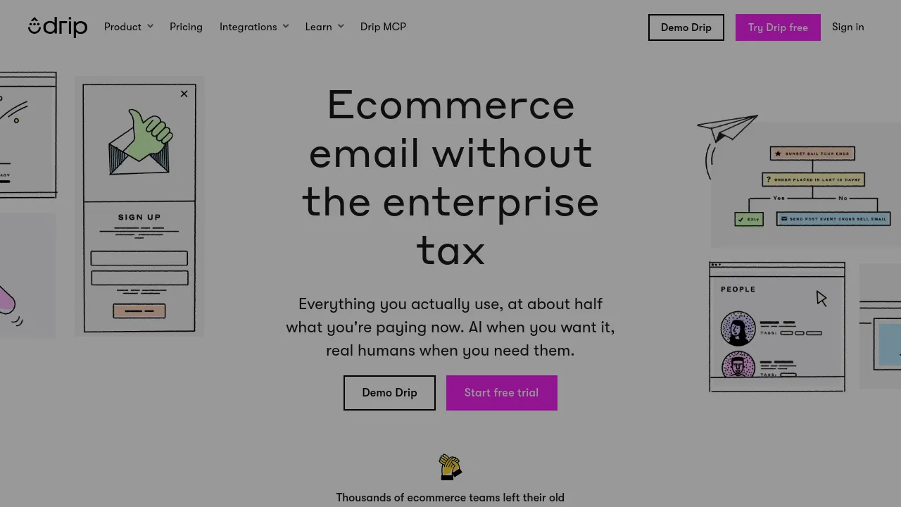 Screenshot of Drip website