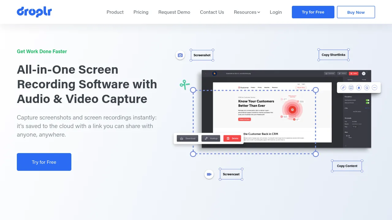 Screenshot of Droplr website