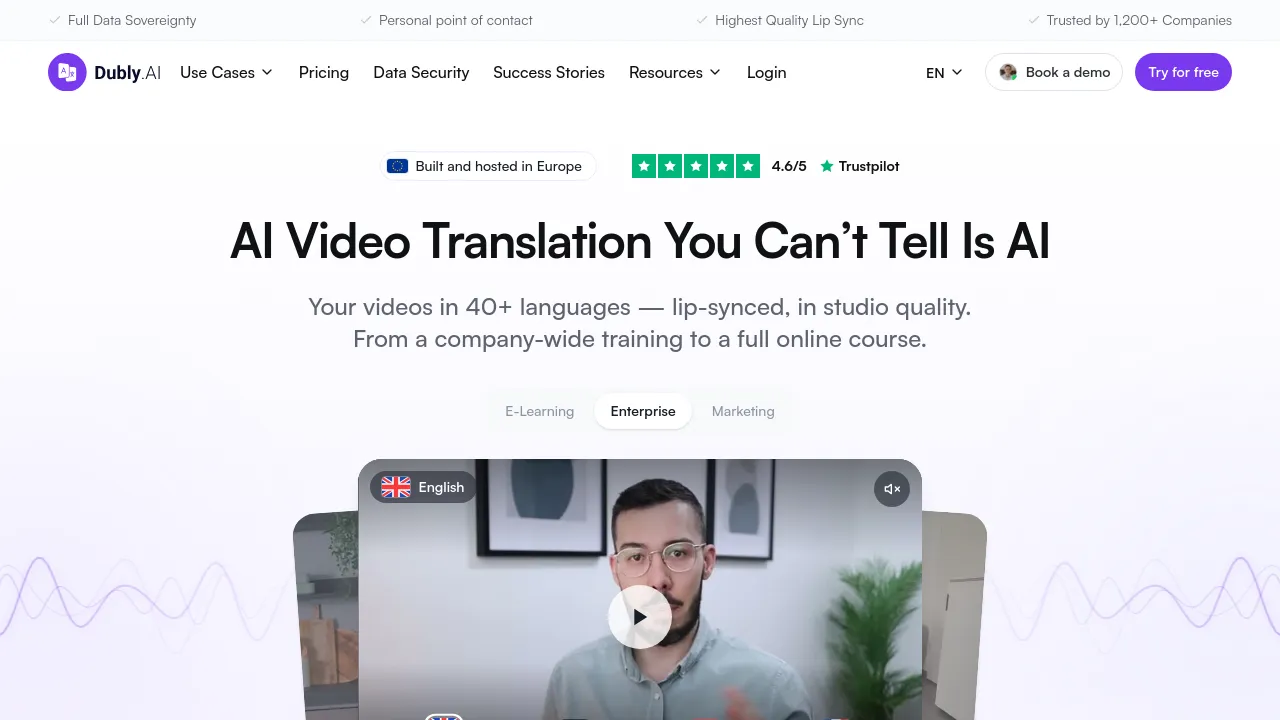 Screenshot of Dubly.AI website