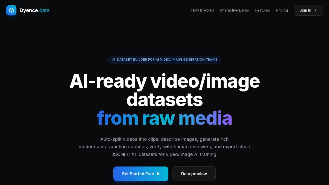 Screenshot of Dyence website