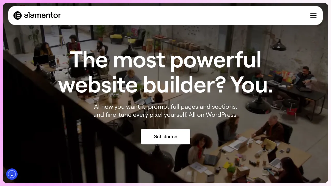 Screenshot of Elementor website