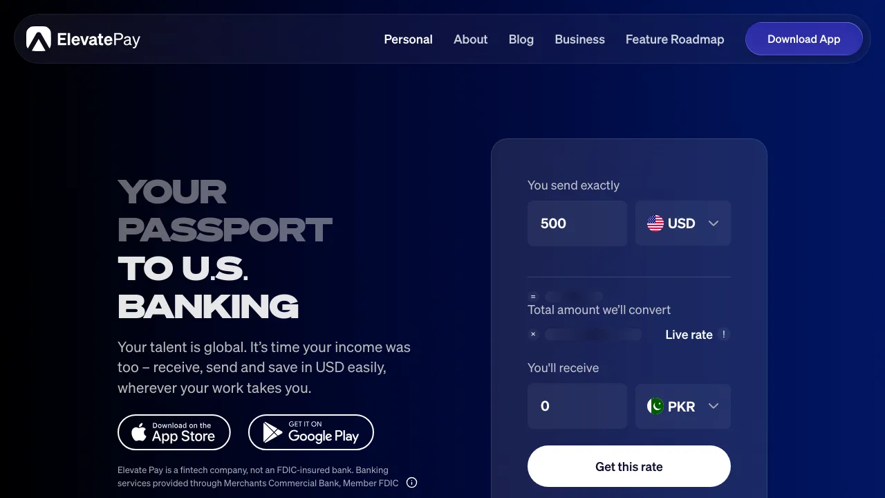 Screenshot of Elevate website