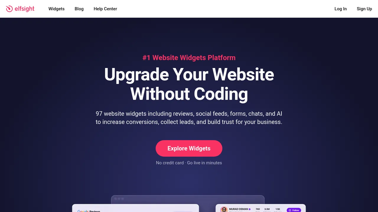 Screenshot of Elfsight website