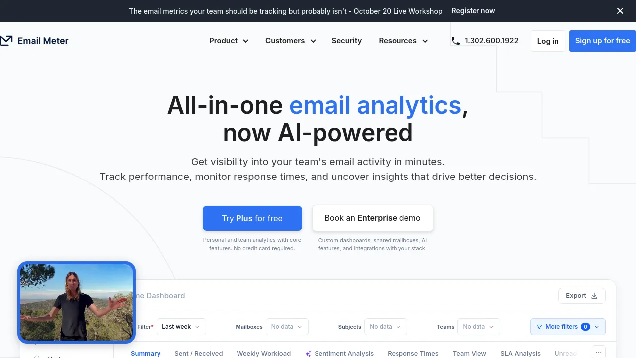Screenshot of Email Meter website