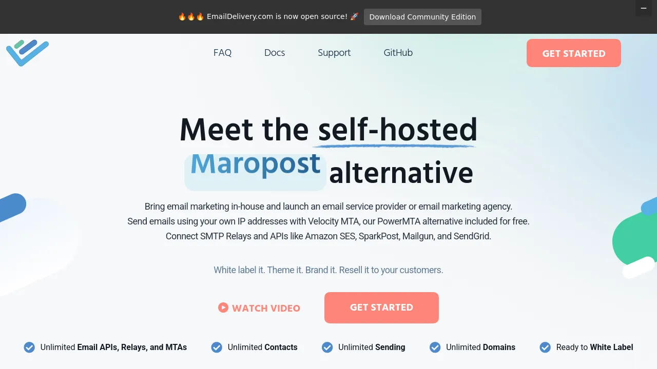 Screenshot of EmailDelivery.com website