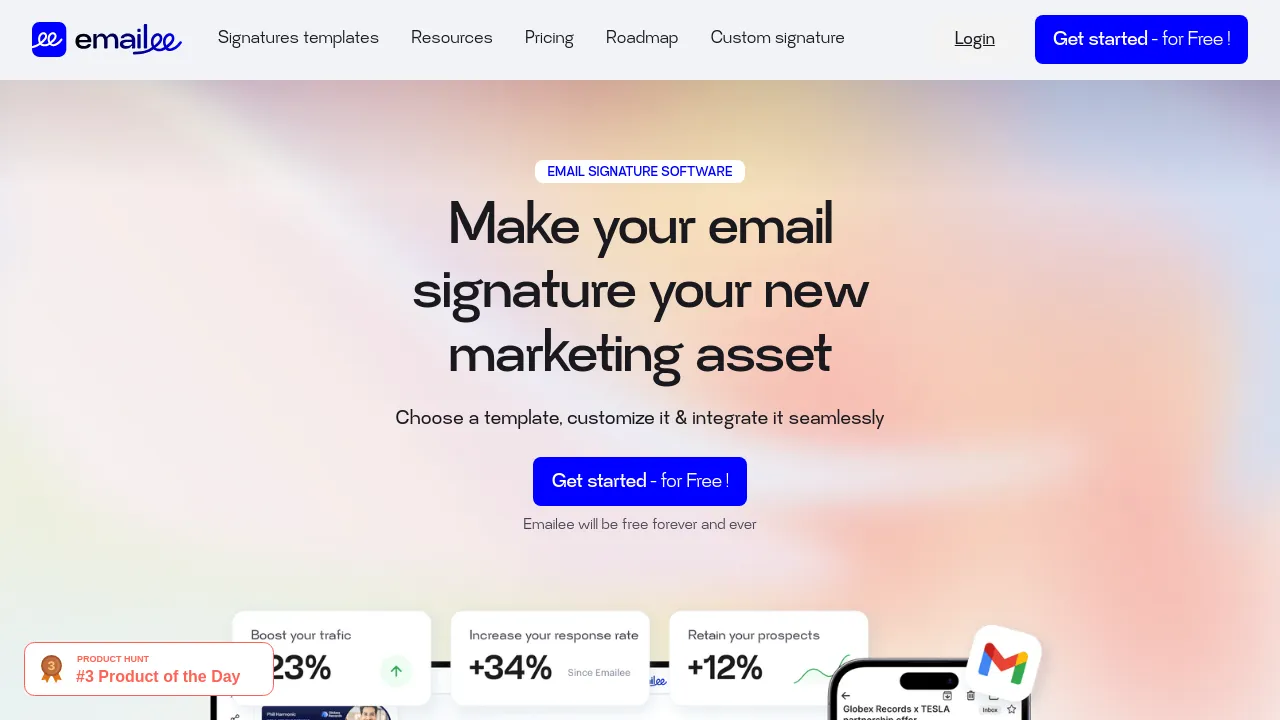 Screenshot of Emailee website