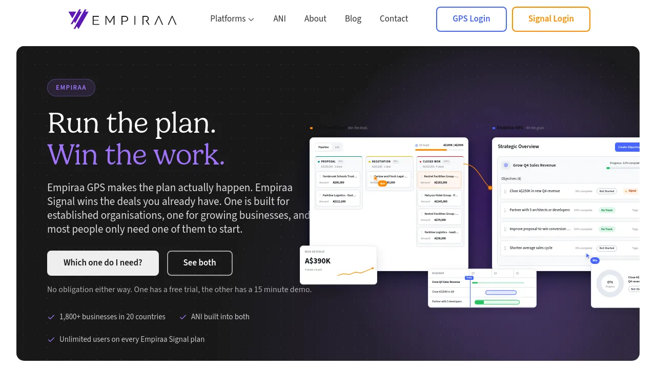 Screenshot of Empiraa website