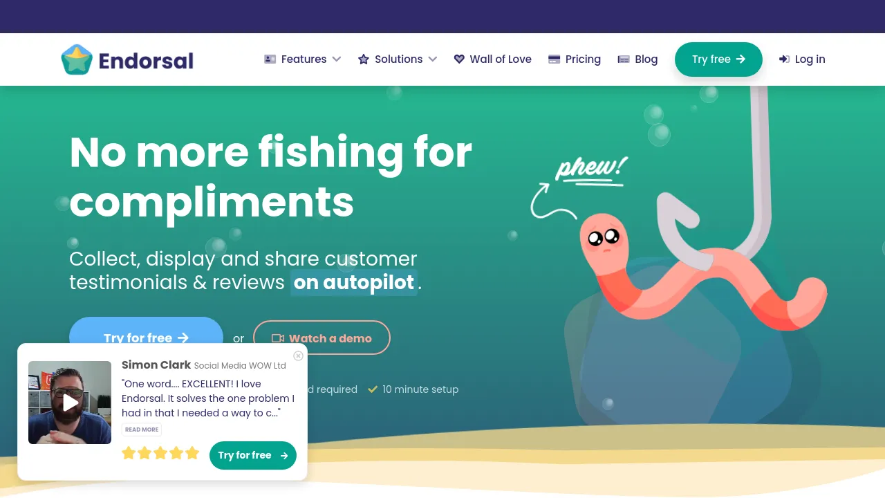 Screenshot of the Endorsal website