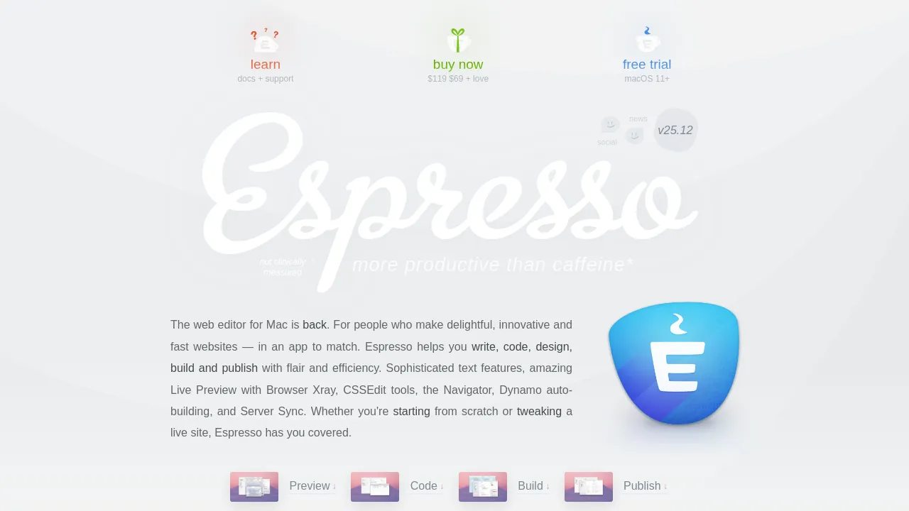Screenshot of the Espresso website