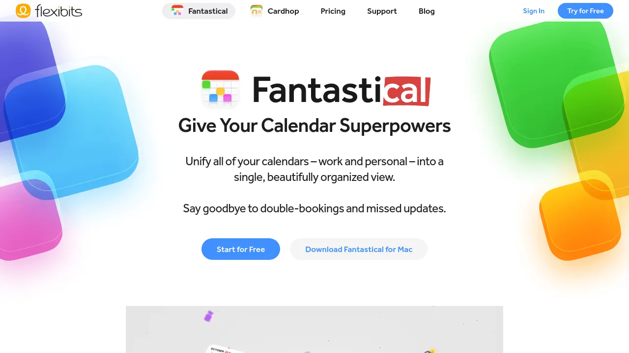 Screenshot of Fantastical website