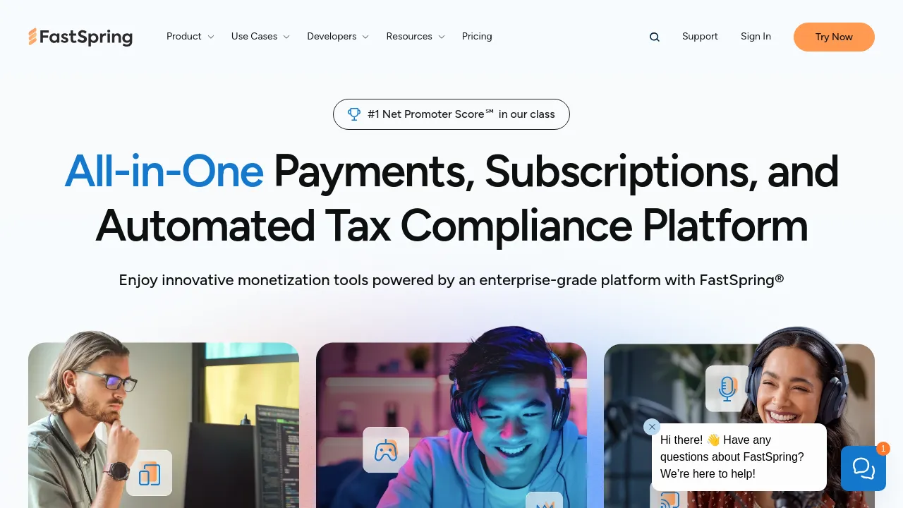 Screenshot of FastSpring website