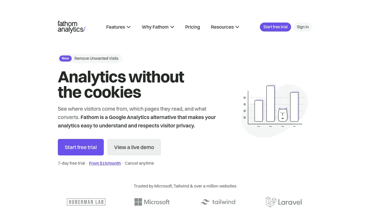 Screenshot of Fathom Analytics website