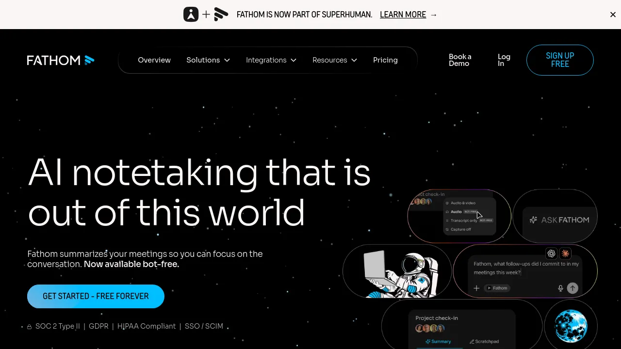 Screenshot of Fathom website