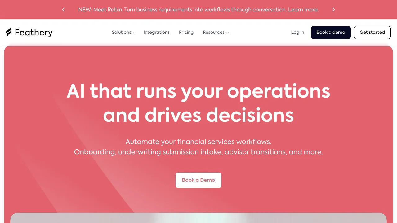Screenshot of Feathery website