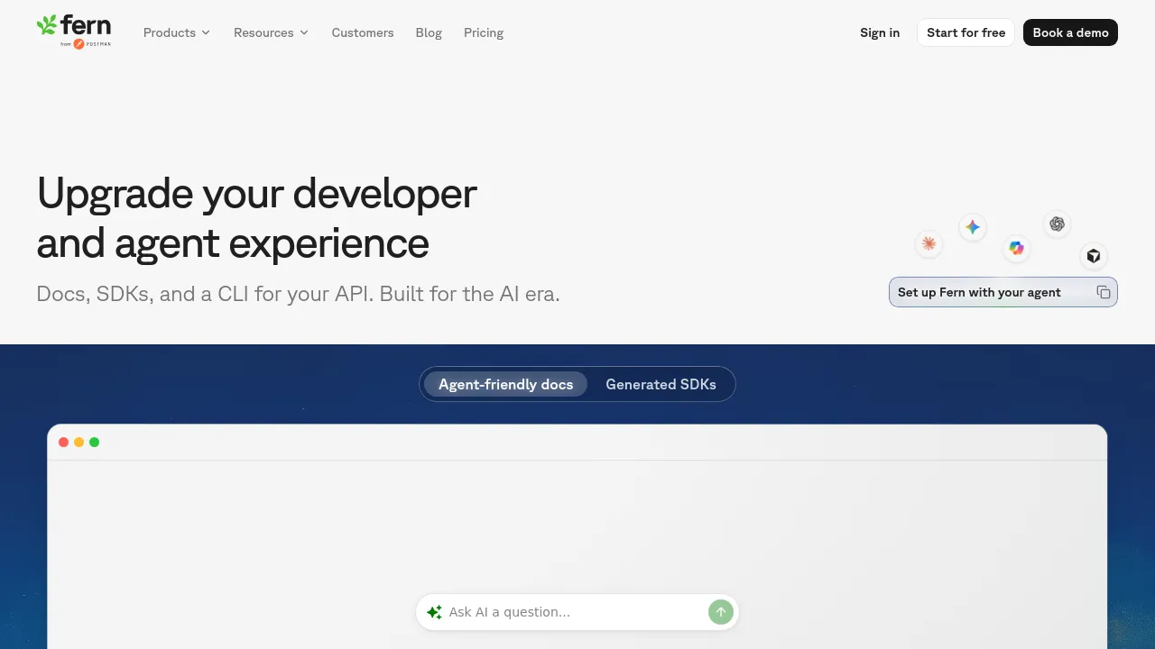Screenshot of Fern website