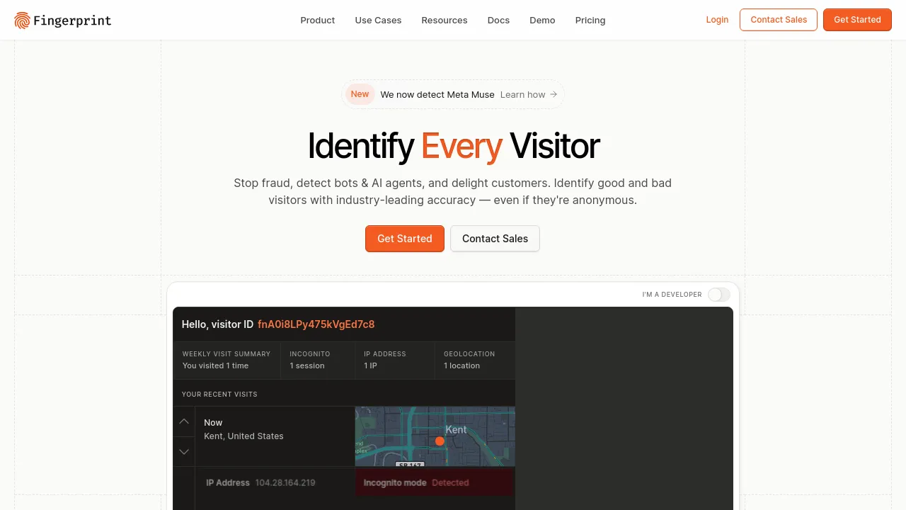 Screenshot of Fingerprint website