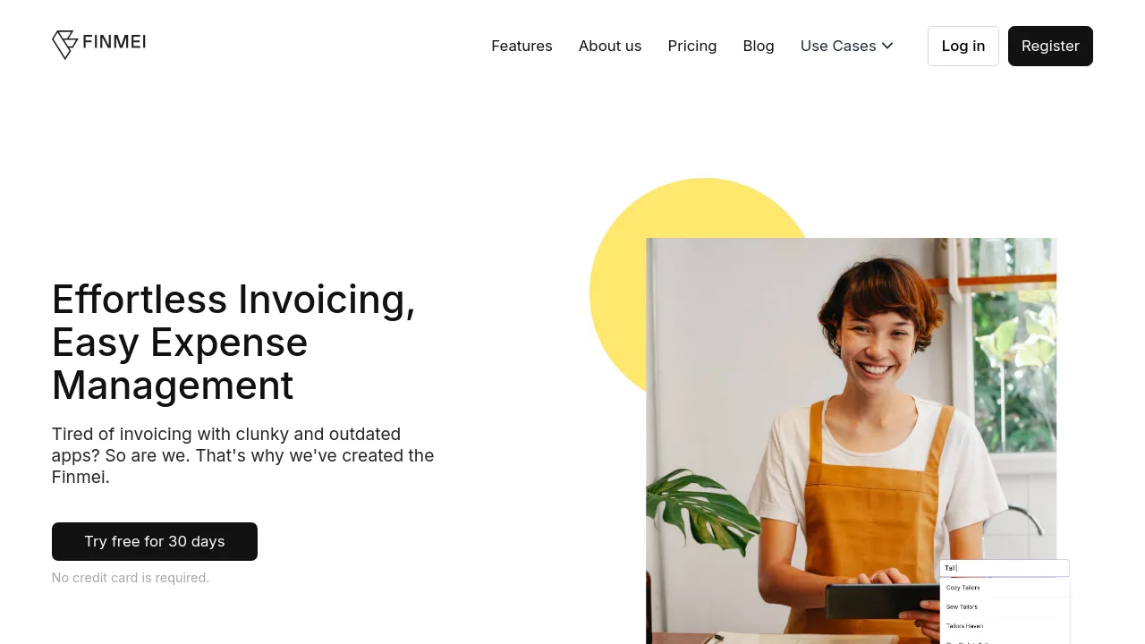 Screenshot of Finmei website