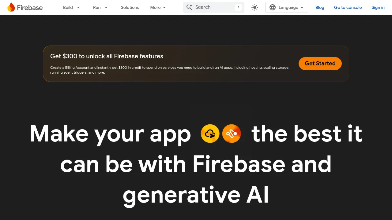 Screenshot of Firebase website