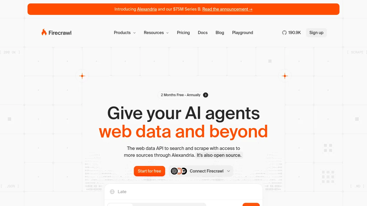 Screenshot of Firecrawl website