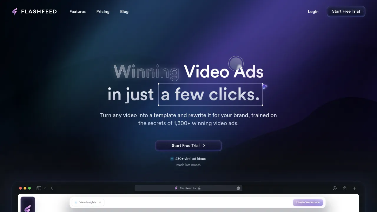 Screenshot of Flashfeed website