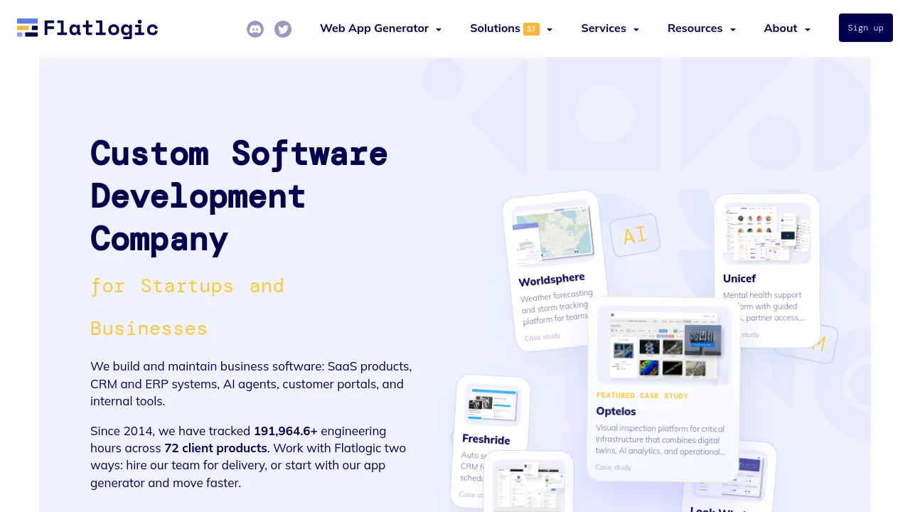 Screenshot of Flatlogic website