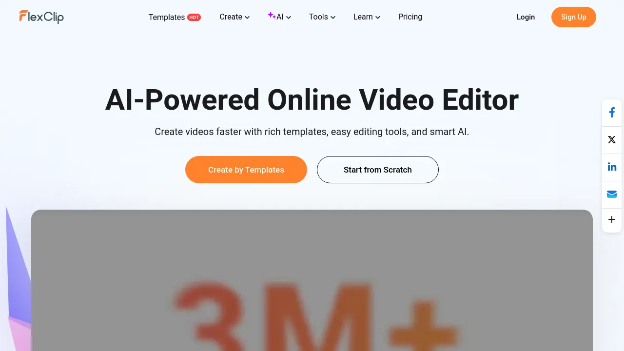 Screenshot of FlexClip website