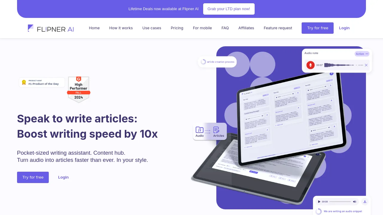 Screenshot of Flipner AI website