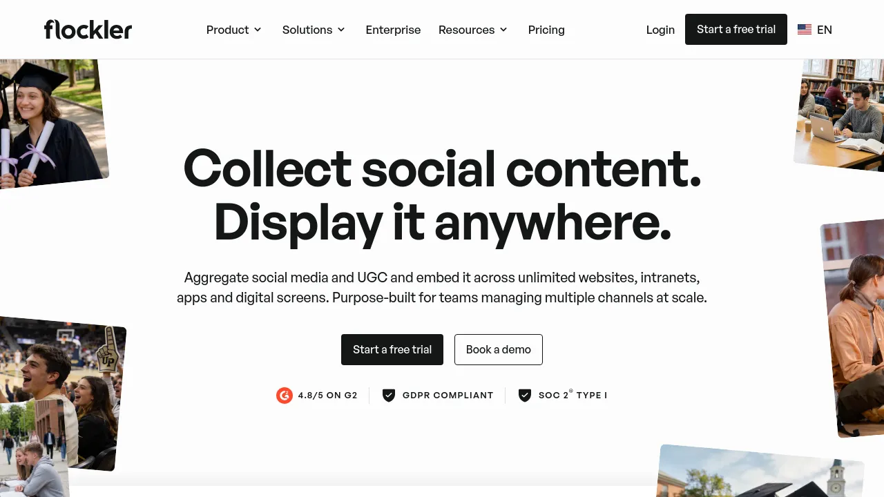 Screenshot of Flockler website