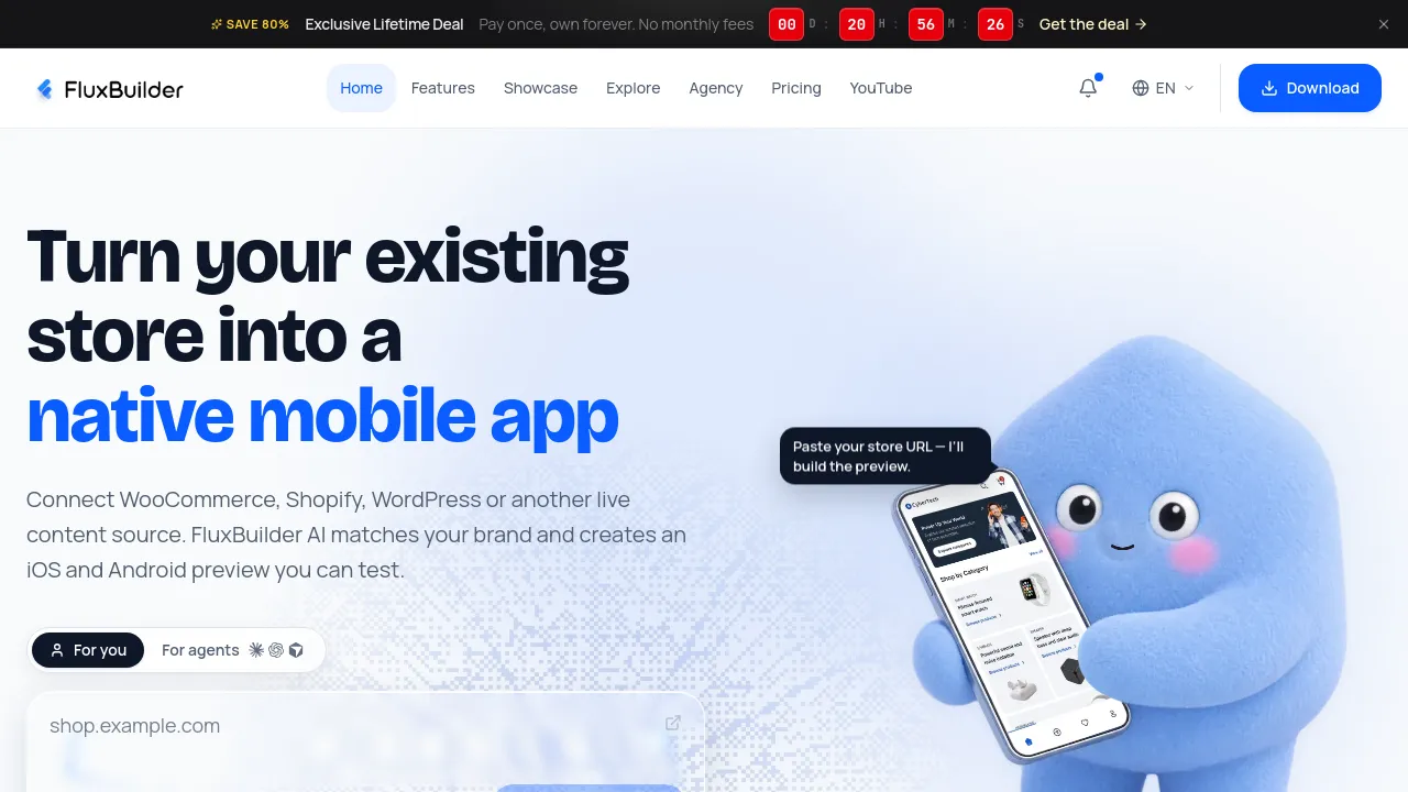 Screenshot of FluxBuilder website