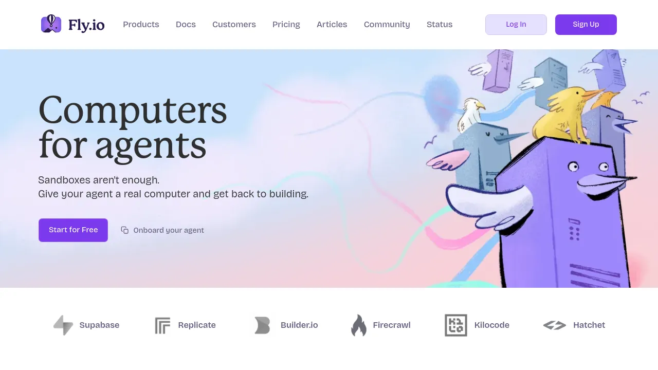 Screenshot of Fly.io website