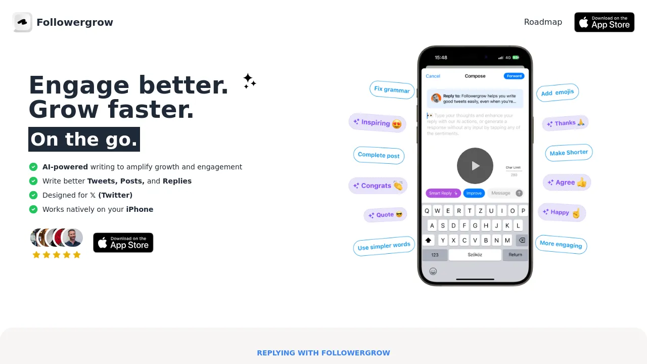 Screenshot of Followergrow website
