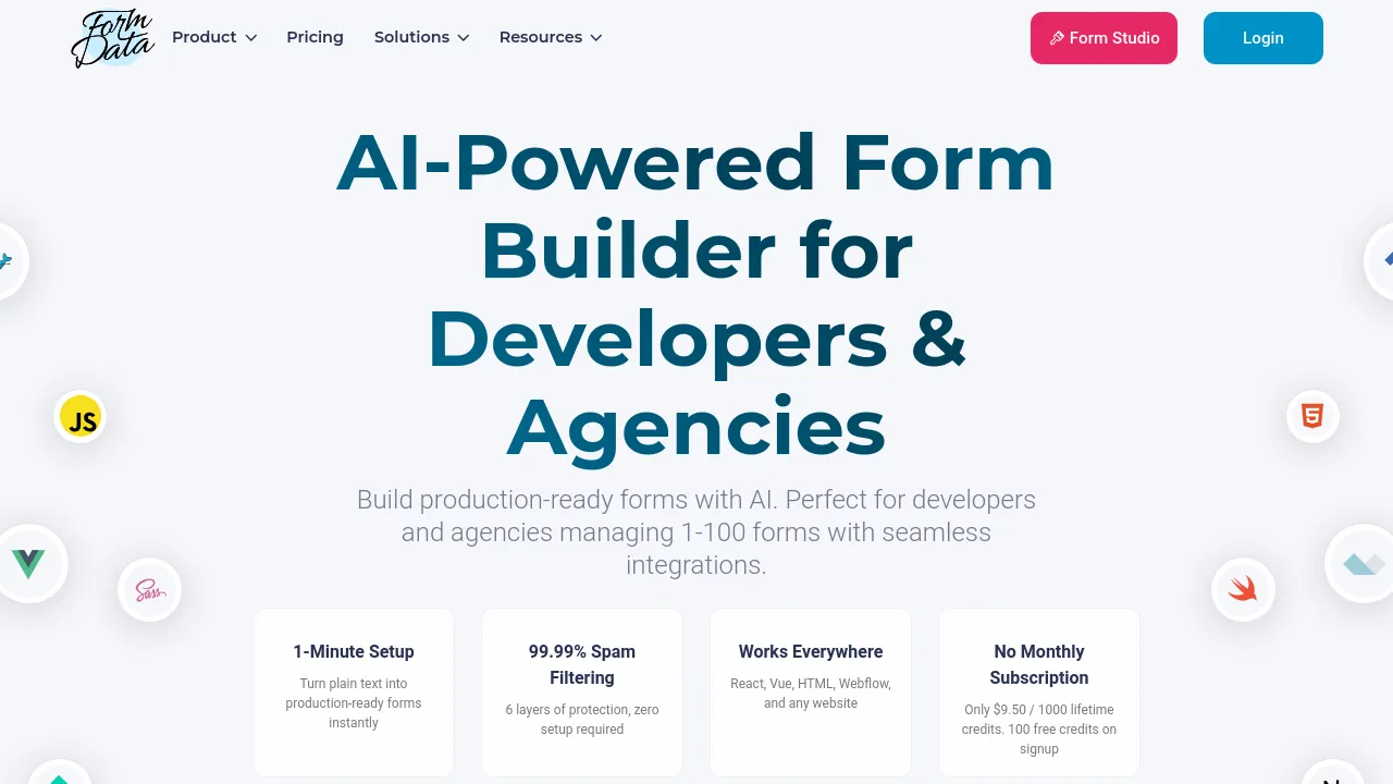 Screenshot of Form-Data website