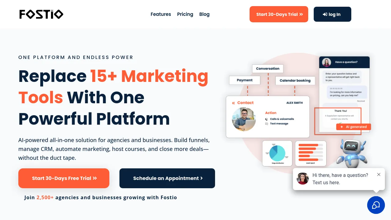Screenshot of Fostio website
