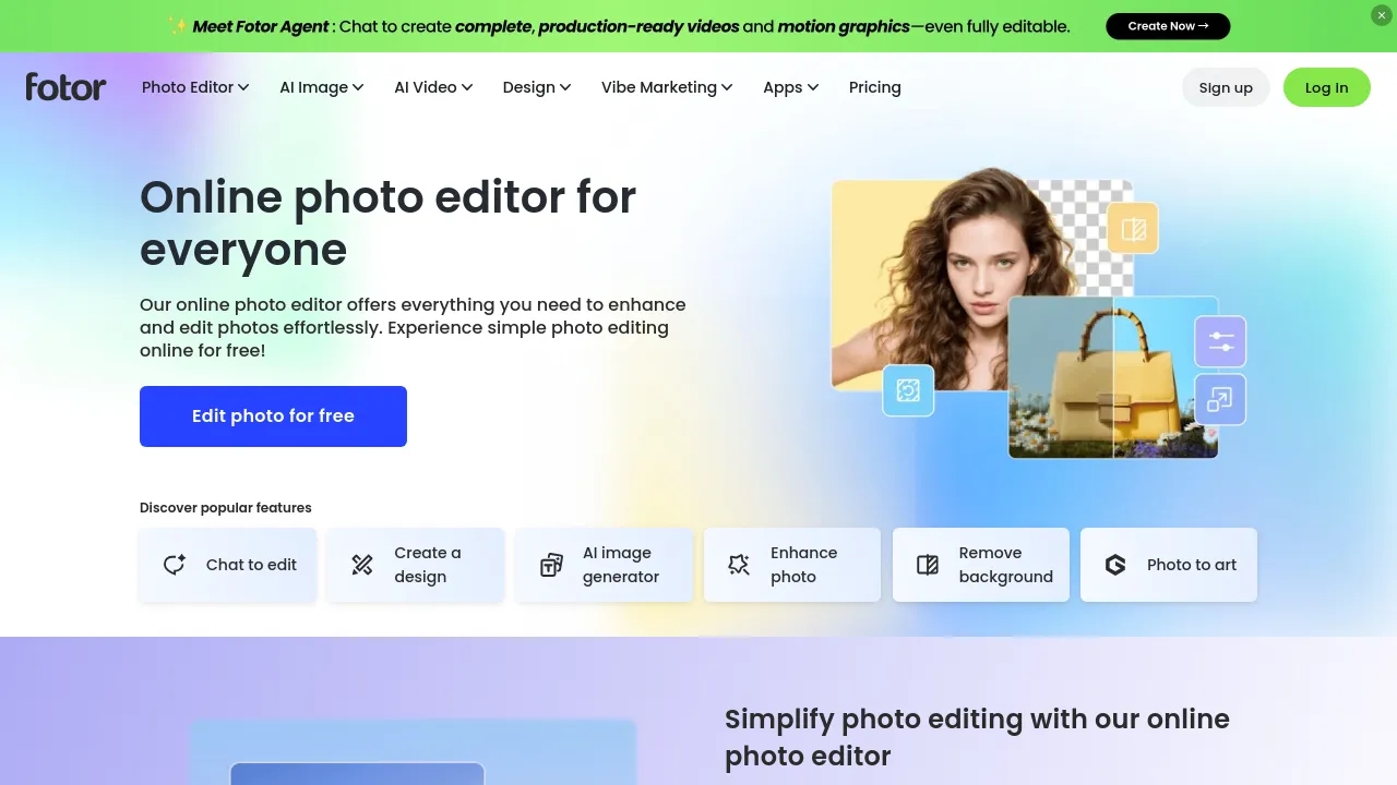 Screenshot of Fotor website