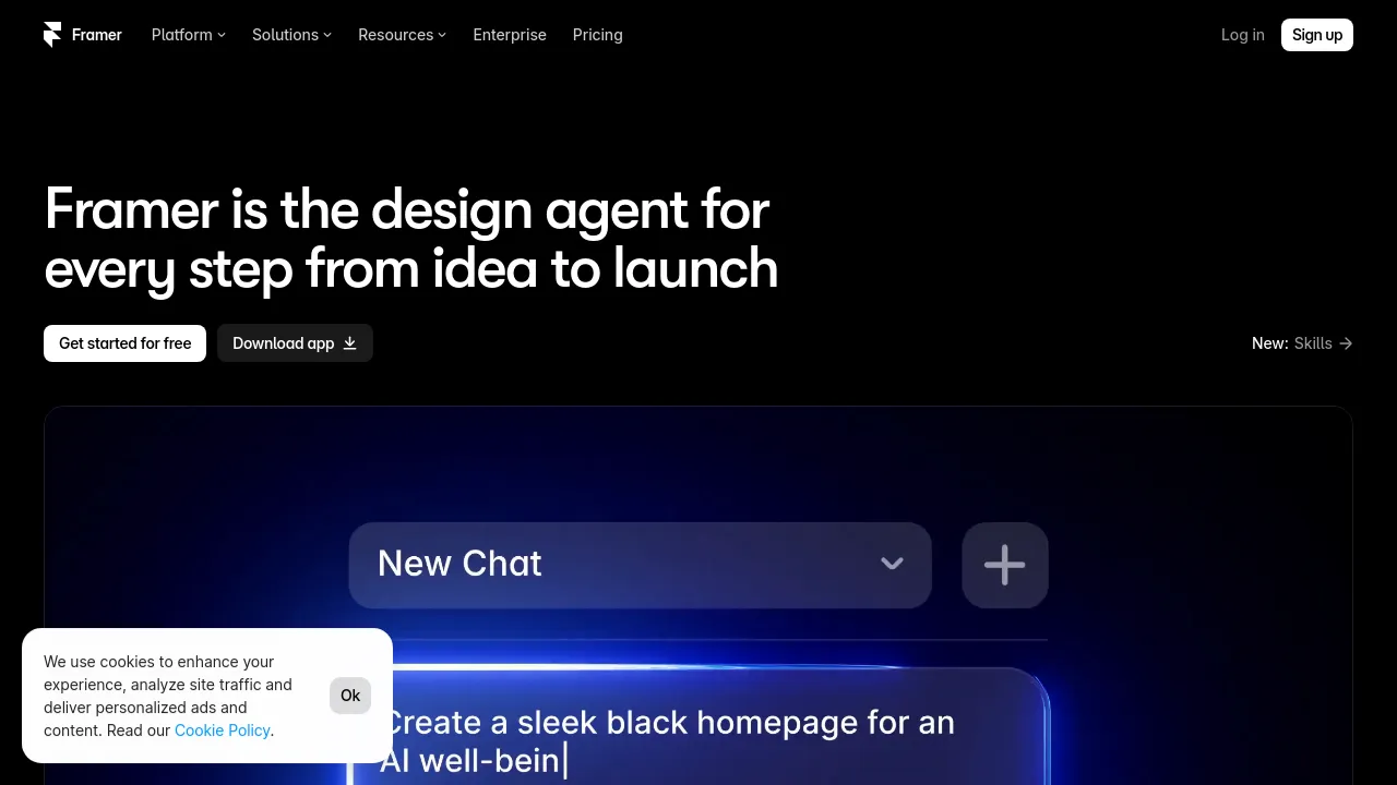 Screenshot of Framer website