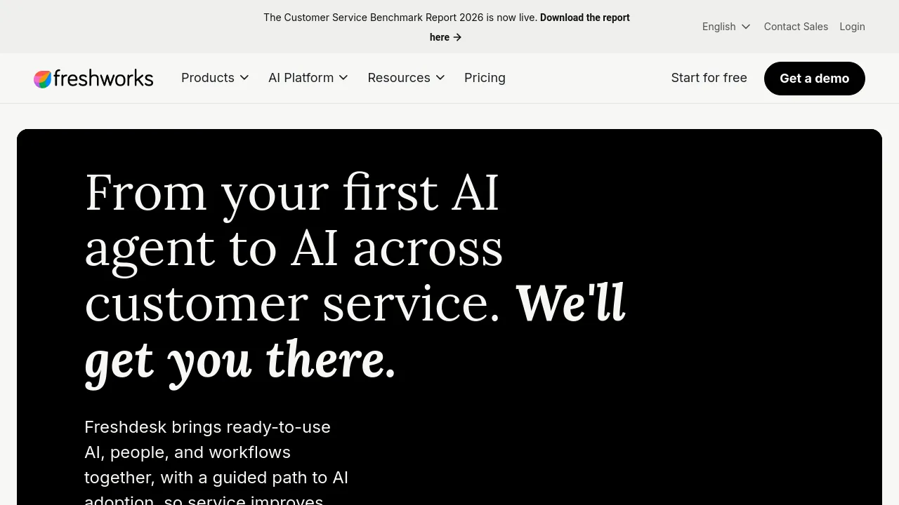 Screenshot of Freshdesk website