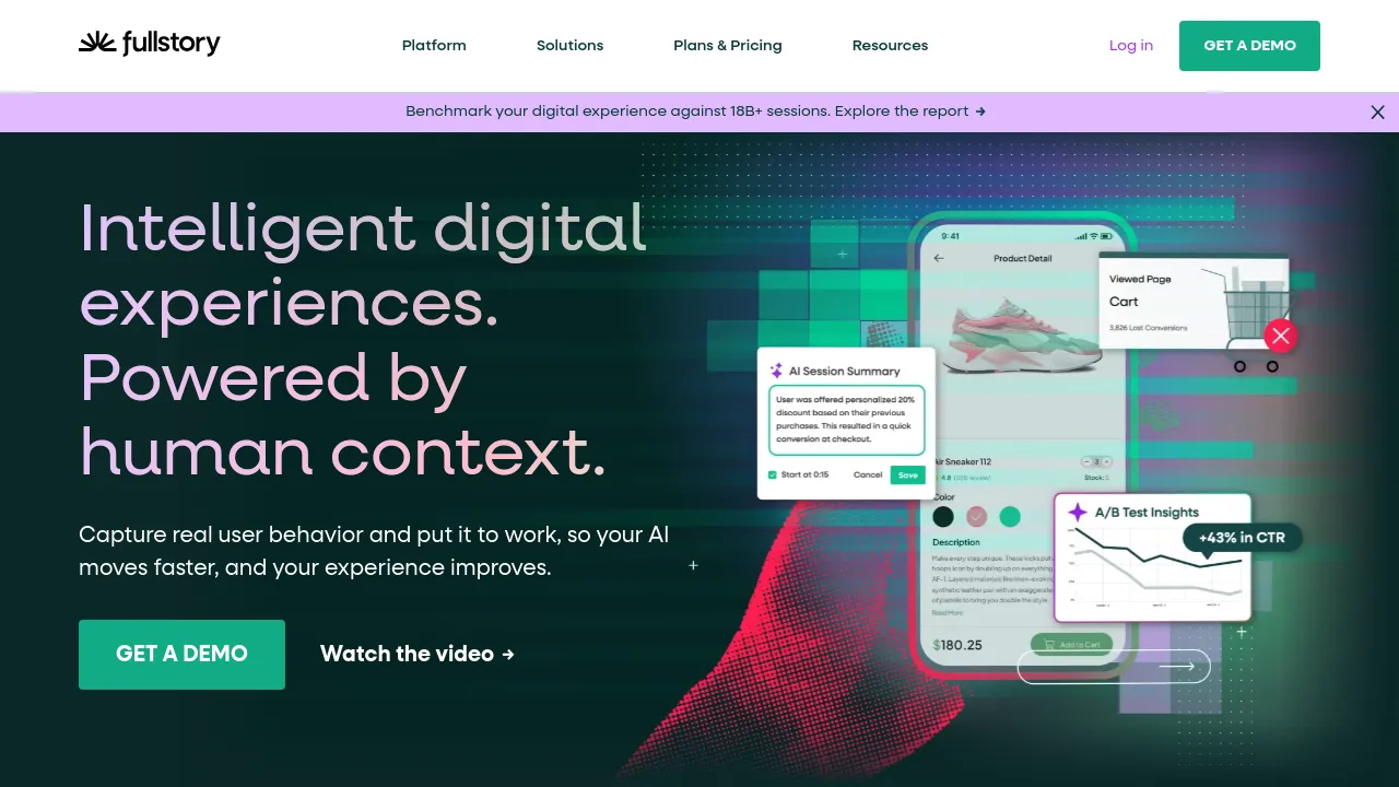 Screenshot of FullStory website