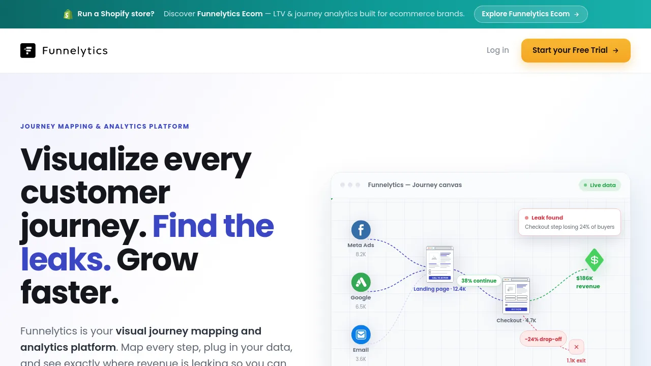 Screenshot of Funnelytics website