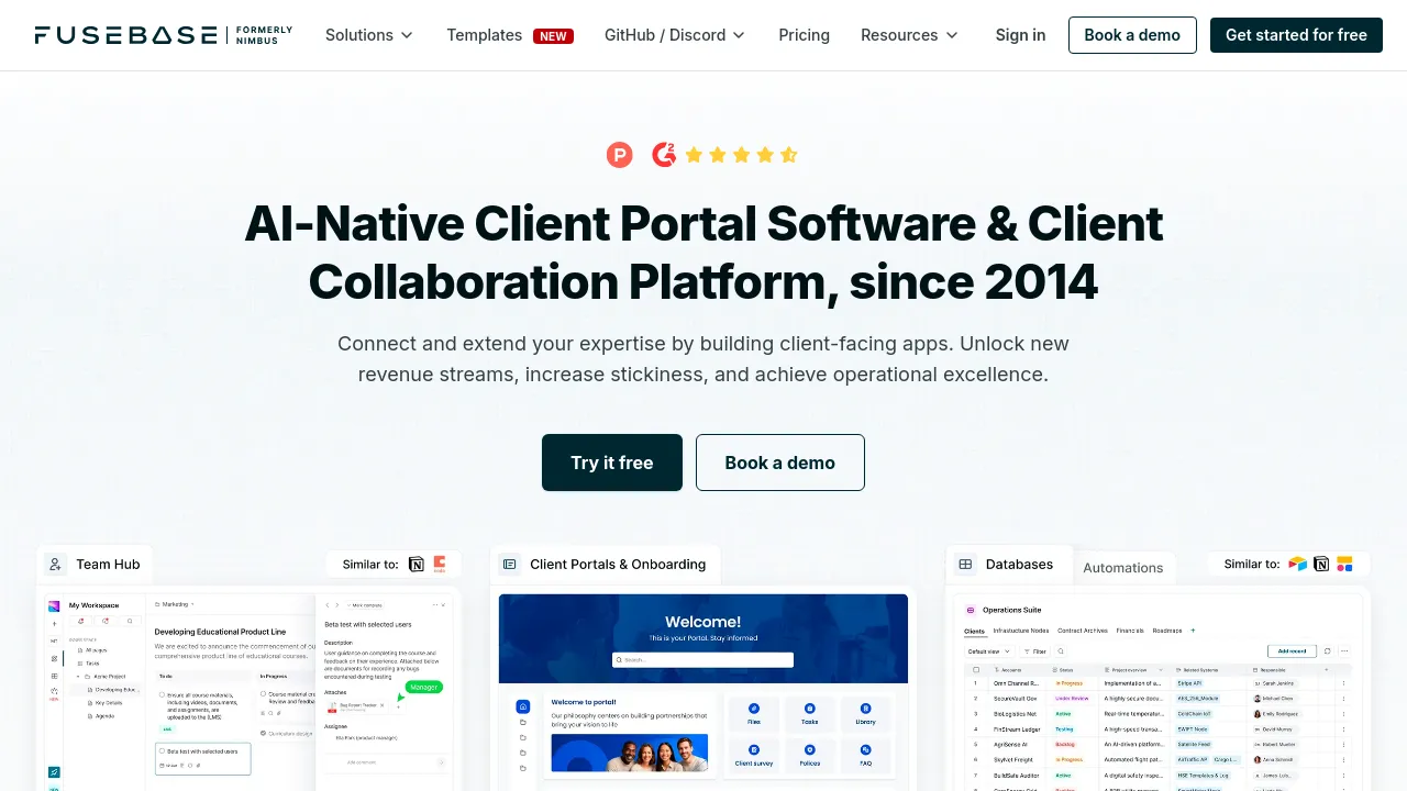 Screenshot of FuseBase website