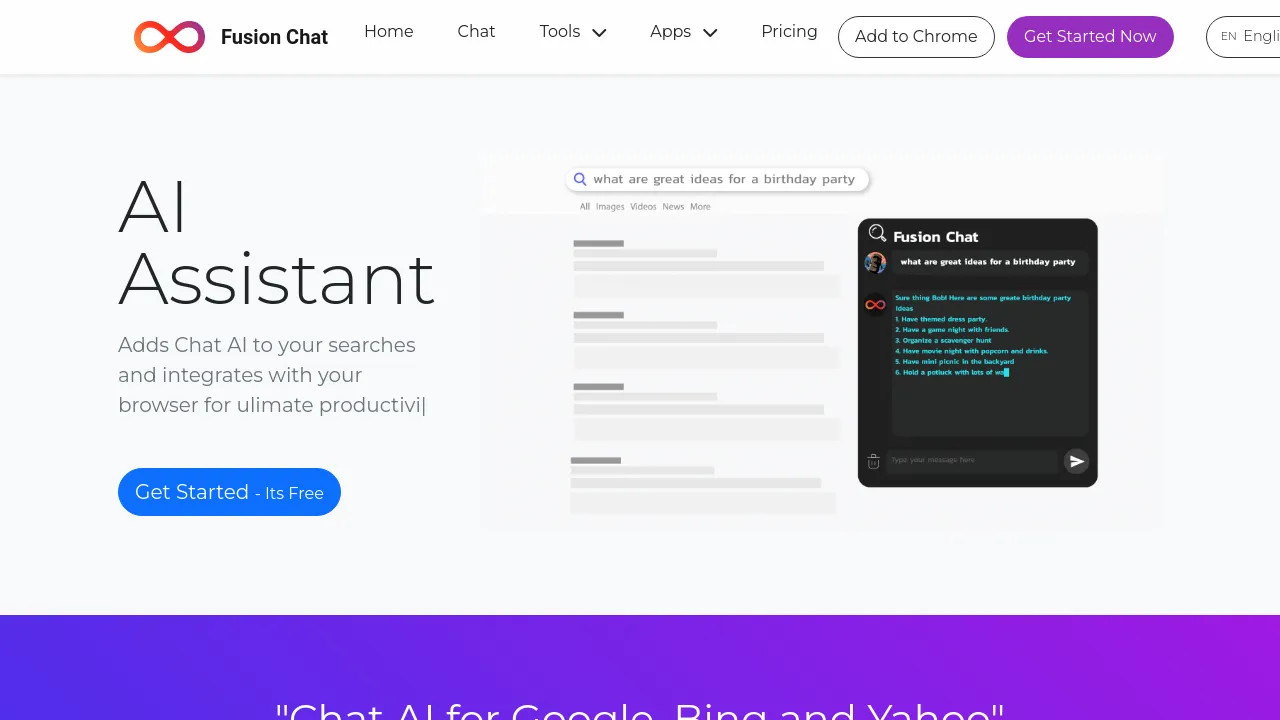 Screenshot of Fusion Chat website