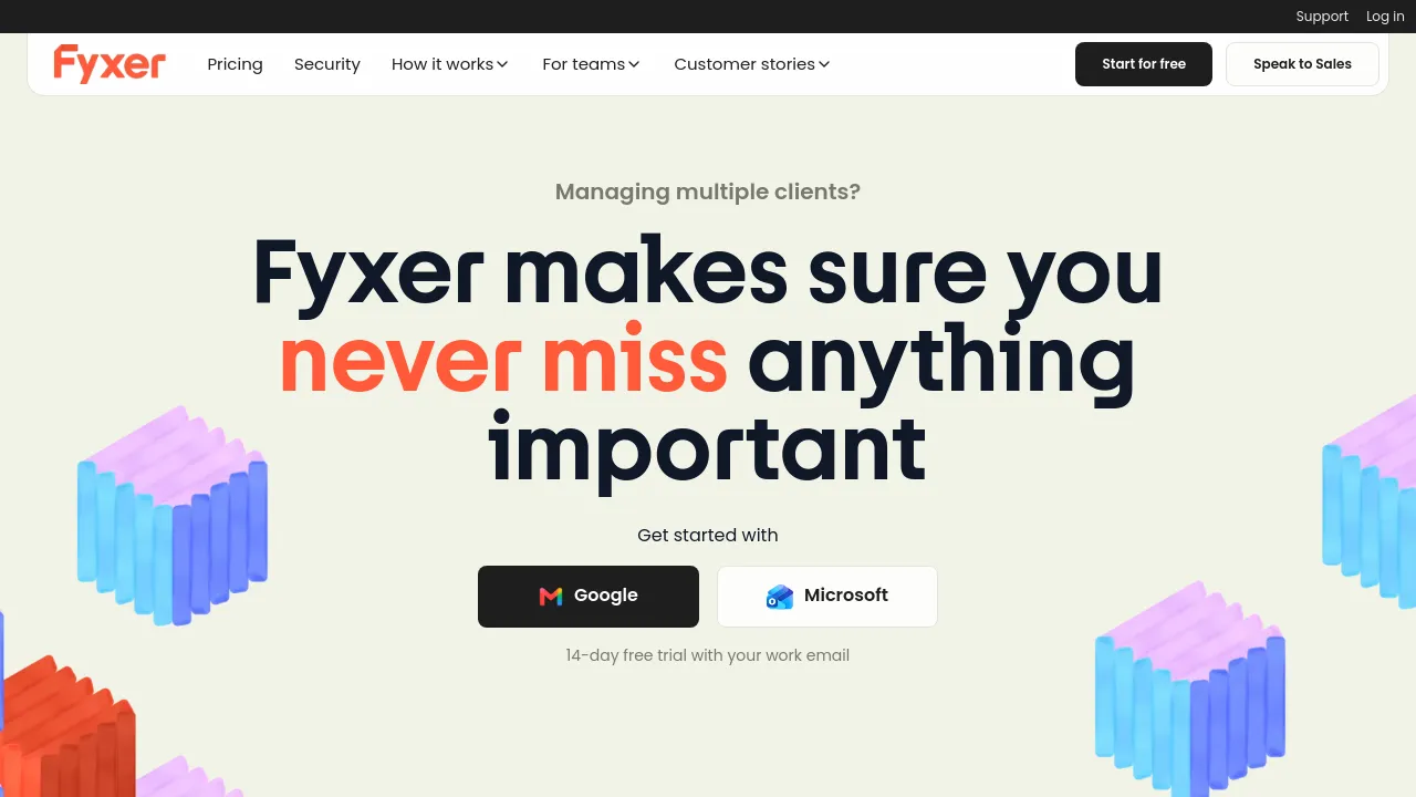 Screenshot of Fyxer AI website