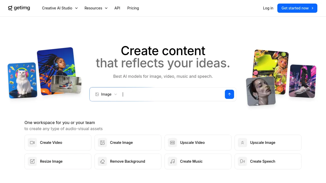Screenshot of getimg.ai website