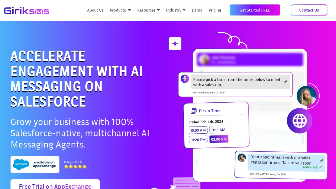 Screenshot of GirikSMS website
