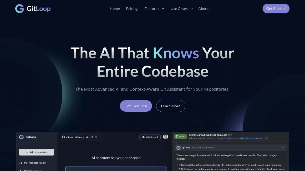 Screenshot of GitLoop website