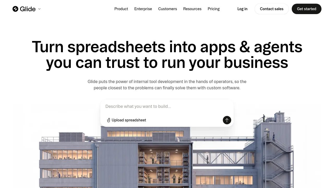 Screenshot of Glide website