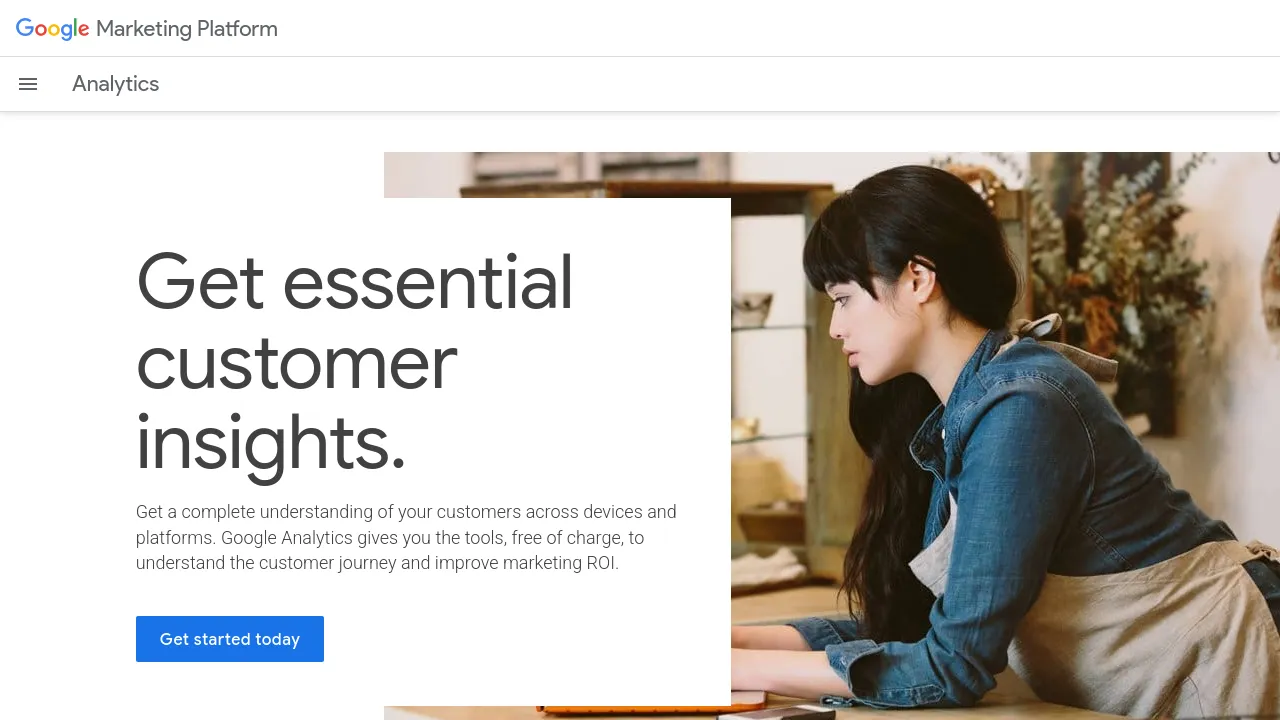 Screenshot of Google Analytics website