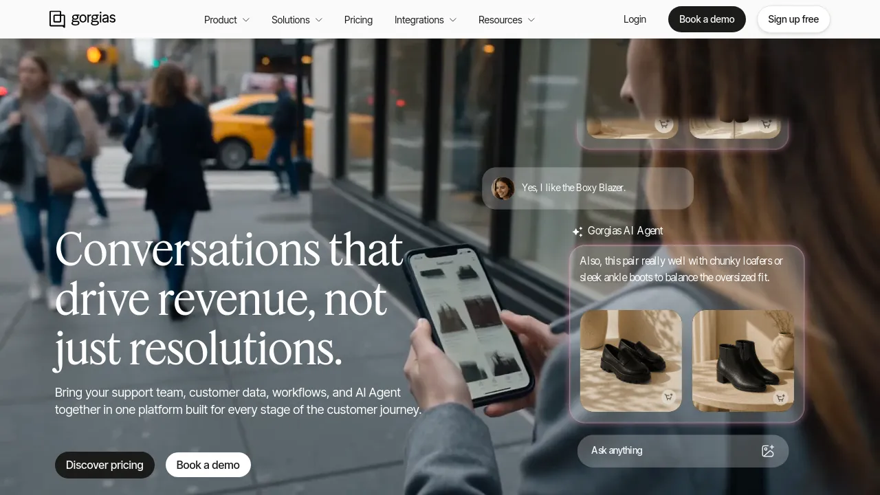 Screenshot of the Gorgias website