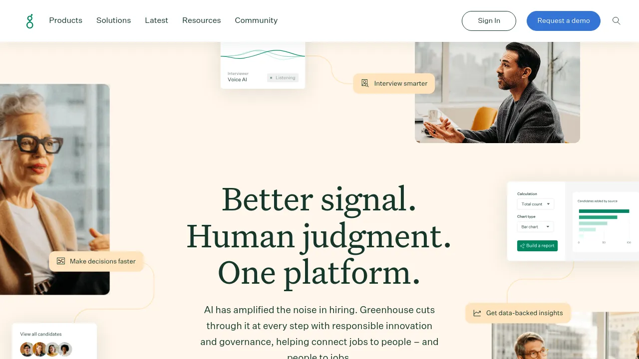 Screenshot of Greenhouse website