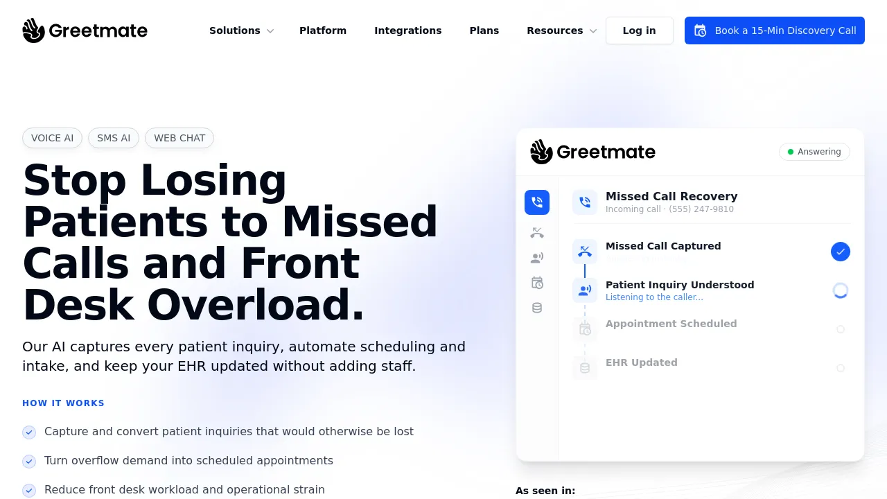 Screenshot of Greetmate website